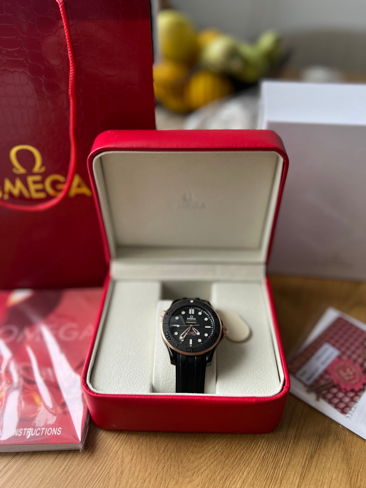 Omega Seamaster Diver 300M Rose Gold 42 mm Rubber Strap