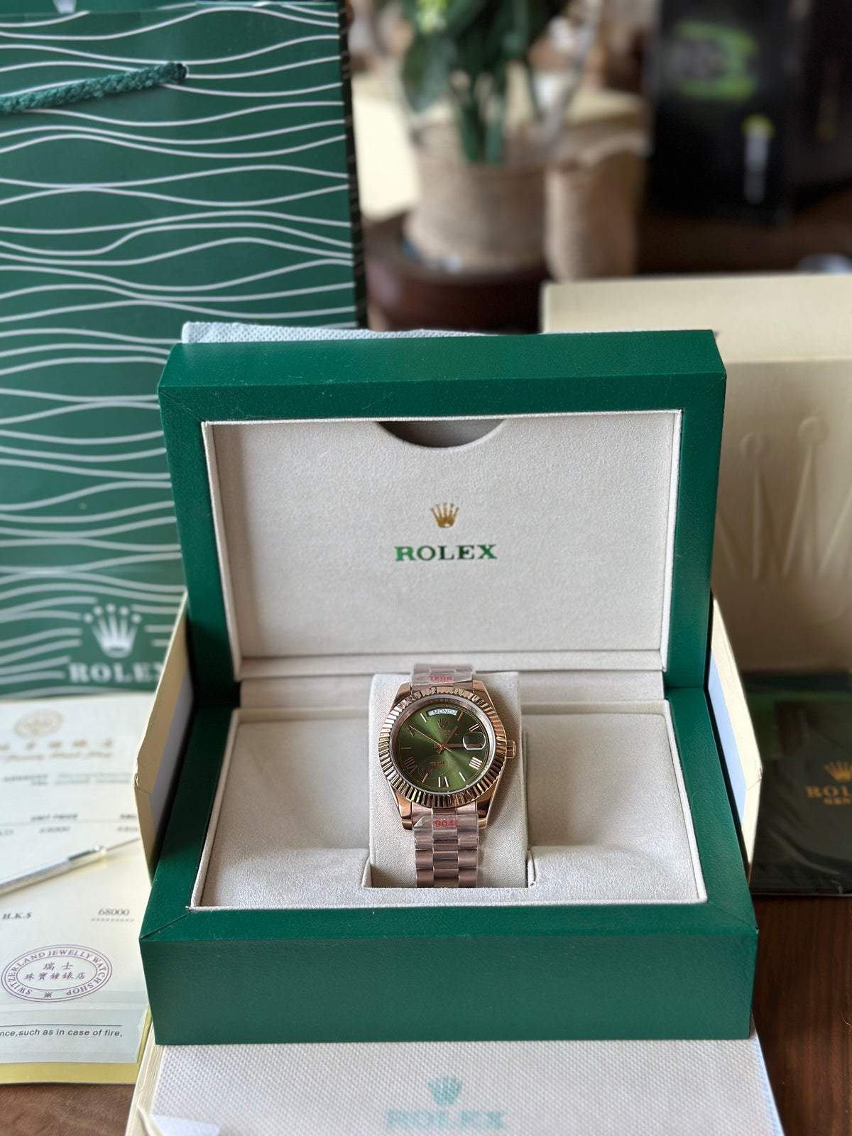 Rolex Day-Date Rose Gold And Green Dial 40mm
