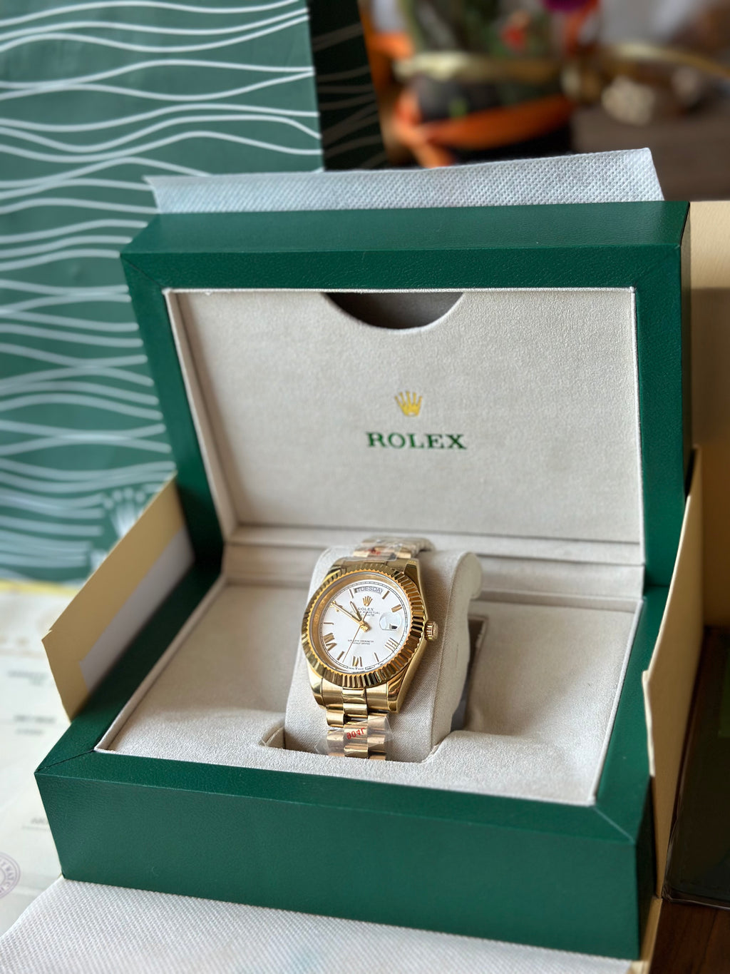 Rolex Day-Date Yellow Gold And White Dial 40 mm