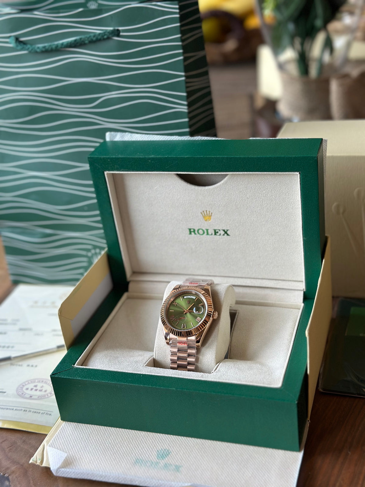 Rolex Day-Date Rose Gold And Green Dial 40mm