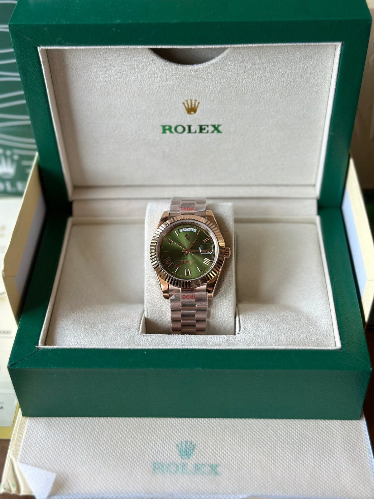 Rolex Day-Date Rose Gold And Green Dial 40mm