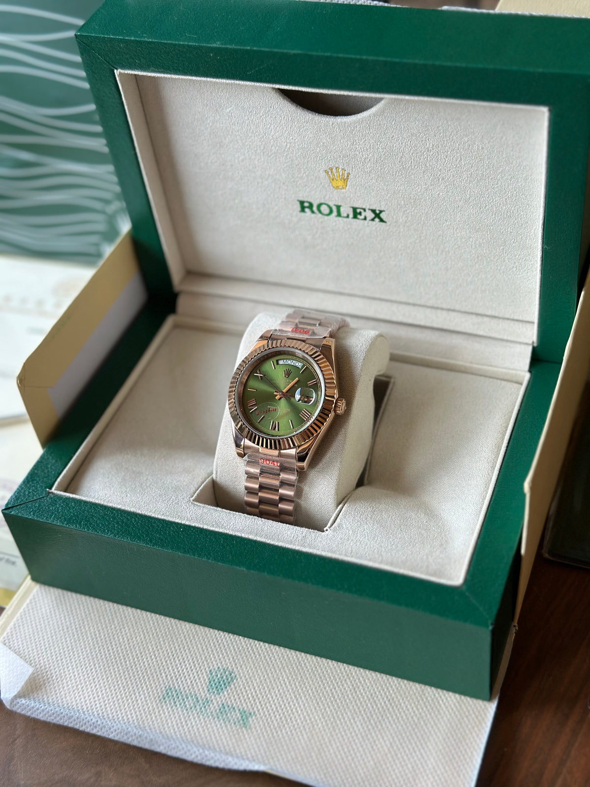 Rolex Day-Date Rose Gold And Green Dial 40mm