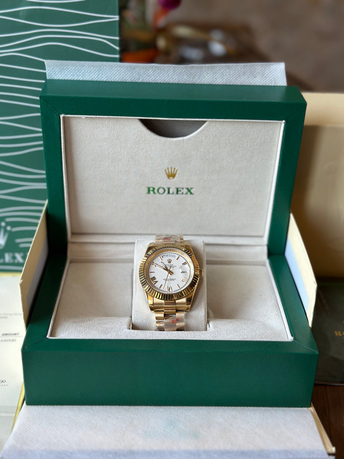 Rolex Day-Date Yellow Gold And White Dial 40 mm