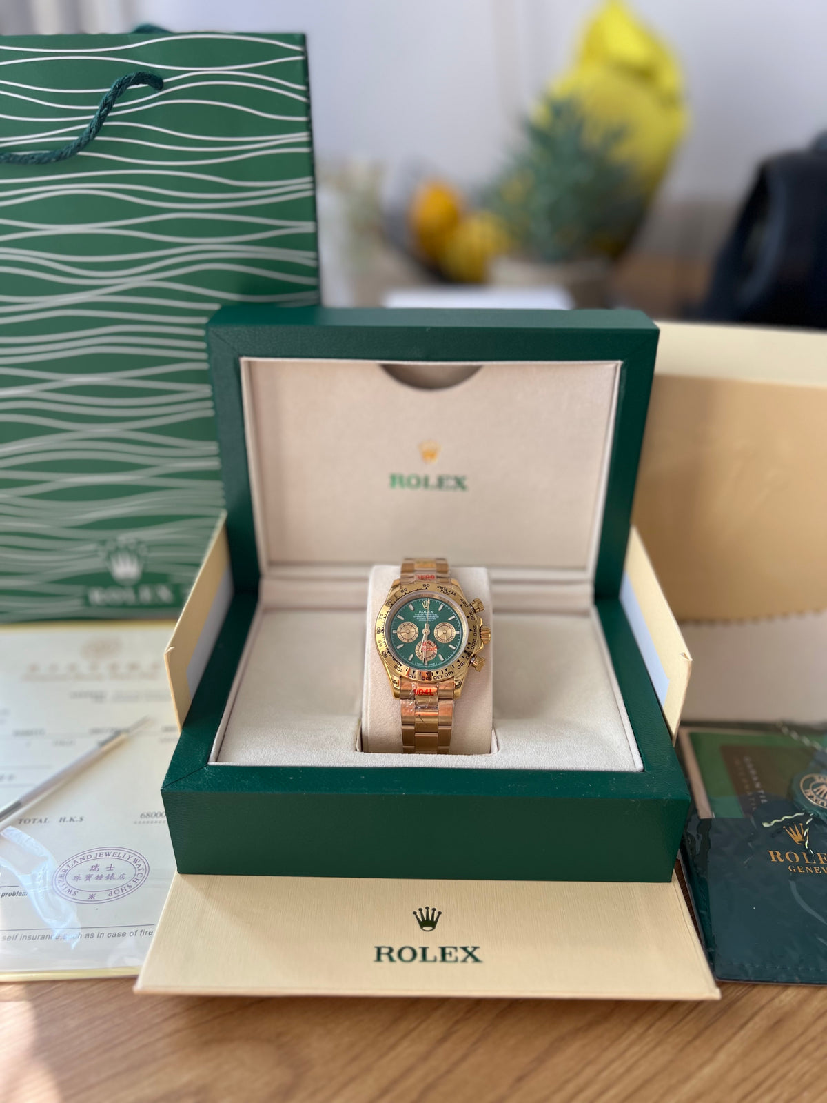 Rolex Daytona Cosmograph Gold And Green Dial 40 mm