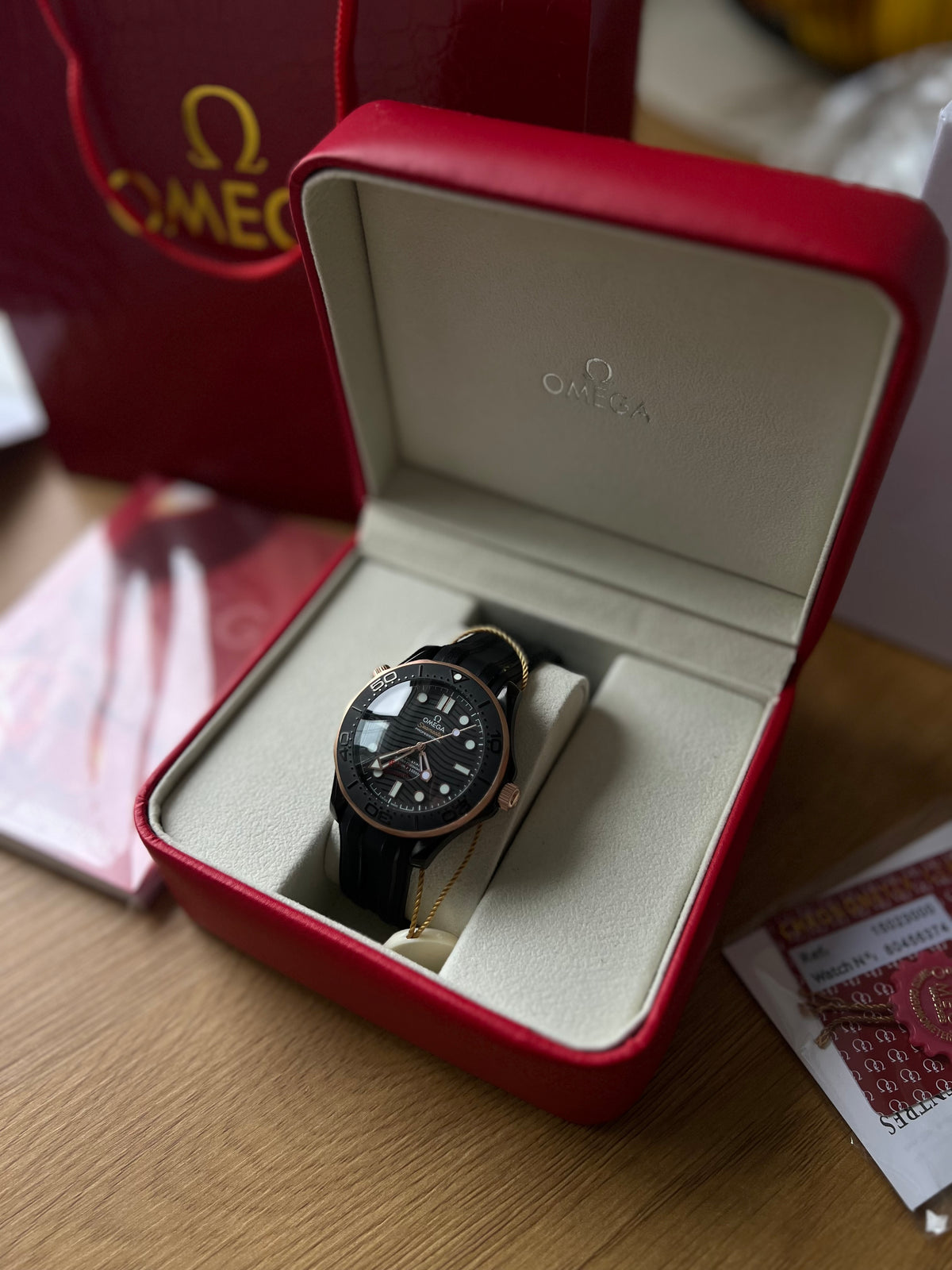 Omega Seamaster Diver 300M Rose Gold 42 mm Rubber Strap